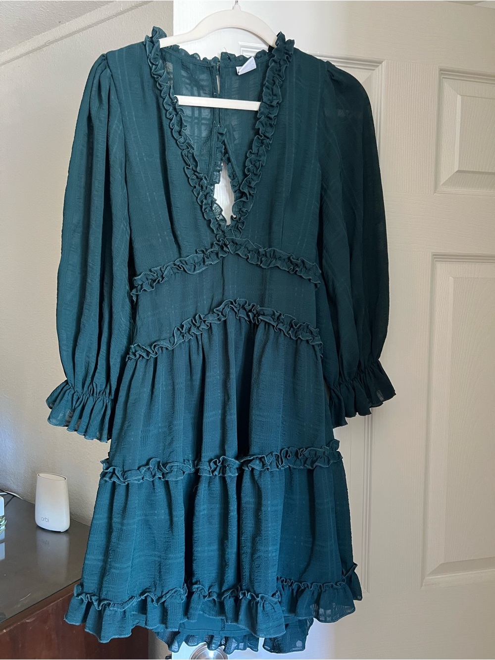 Selfie Leslie Teal Ruffle Tiered Mini Dress